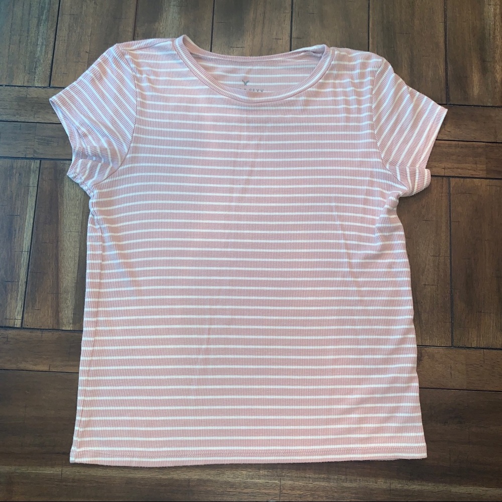pink/white stripe t-shirt